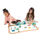 Manhattan Toy T-Rex Express 45-Piece Wooden Toy Train Set-5 wooden train cars with magnetic connectors