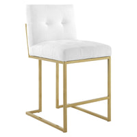 Modway Privy Gold Stainless Steel Upholstered Fabric Counter Stool - Gold/White-Glam Deco Kitchen Counter Stool