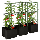 Outsunny 3-Piece Tomato Cages with 13.5 Gallon Grow Bags-Set of 3 planting boxes provide lots of room for flowers, herbs or vegetables to grow healthy and strong
