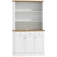 HOMCOM 71" H Kitchen Buffet Server Cabinet with Drawers and Storage - White-A two-tone colour of wood veneer and white that blends with most decors 