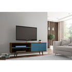 Manhattan Comfort Liberty MDP and MDF 62.99"W TV Stand, Rustic Brown and Aqua Blue (201AMC93)-Upon Assembly, Measures: 62.99 in. Length, 25.59 in. Height, 15.19in. Depth.