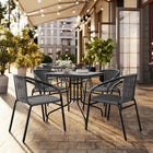 Flash Furniture Grey Rattan Indoor-Outdoor Restaurant Stack Chair-Curved Back