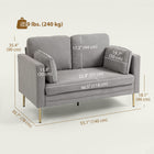 HOMCOM 55" Loveseat Sofa with Pillows - Grey-Reinforced steel frame supports up to 529 lb. (240 kg), ensuring durability and safety
