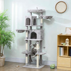 PawHut 69" Cat Tree Tower with 2 Condos - Light Grey-Widened base and anti-tip strap provide stable support for active cats 