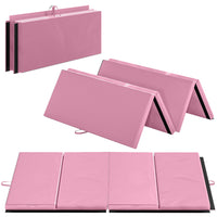 Soozier Folding Gymnastics Tumbling Mat - Exercise Mat with Carrying Handles for Yoga - MMA - Martial Arts - Pink - 4' W x 6' L x 2" D-Cartwheel mat perfect for tumbling, exercise programs, pilates, stretching, yoga, martial arts, gymnastics, daycare activities, and more 