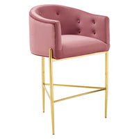 Modway Savour Tufted Performance Velvet Bar Stool - Dusty Rose-Tufted Dining Bar Stool