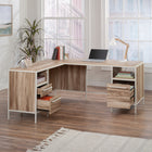 Sauder Nova Loft L-Desk - Kiln Acacia-Two open shelves for additional storage of office supplies