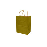 Eddie's 100% Recycled Kraft Shopper Paper Bag - 8" L x 4-3/4" W x 10-1/4" D - Metallic Gold - 250 Pack-8" x 4-3/4" x 10-1/4"