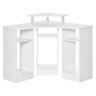 HOMCOM 35.5" L-Shaped Computer Desk with Monitor Stand and Open Shelves - White-Space-saving L-shape computer desk, ideal for office, bedroom, dorm and other small space