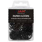 JAM Paper Circular Paper Clips - Round - Black - 50 Pack-Colour: Black Papercloops