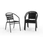 Flash Furniture Black Metal Restaurant Stack Chair with Aluminum Slats-Cross Braces provide extra stability