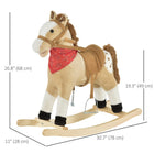 Qaba Kids Plush Cowboy Rocking Horse - Beige-Wooden bottom is lined with two curved rails to give the animal a forward and backward rock 