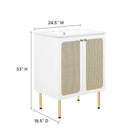 Modway Chaucer 24" Bathroom Vanity - White-Adjustable Shelf