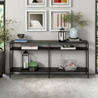 Hudson&Canal Sivil 64"W Console Table with Metal Shelves - Blackened Bronze-Features easy assembly