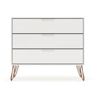 Manhattan Comfort Rockefeller 35.24" Mid-Century Modern Dresser - White-Mid-Century Modern Dresser for Bedroom Use.