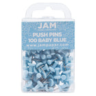 JAM Paper Colourful Push Pins - Baby Blue - 100 Pack-Plastic Head Thumb Tacks | Colour: Baby Blue