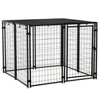 PawHut Outdoor Dog Run Kennel with Top Cover - 55.5" L x 55.5" W x 44.5" H - Black-8 solid wire sheets and metal frame enhances stability and ensures a daily use 