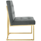 Modway Privy Gold Stainless Steel Performance Velvet Dining Chair - Gold/Charcoal-Gold Stainless Steel Base