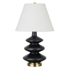 Hudson&Canal Carleta 26.5" Tall Triple Gourd Table Lamp with Fabric Shade - Matte Black/White-Modern and contemporary design for your living room, workspace, or bed side table
