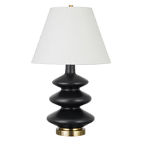 Hudson&Canal Carleta 26.5" Tall Triple Gourd Table Lamp with Fabric Shade - Matte Black/White-Modern and contemporary design for your living room, workspace, or bed side table