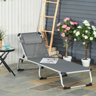 Outsunny Folding Lounge Chair with Headrest and Adjustable Backrest - Grey-Foldable and space-saving design for quick transport and storage