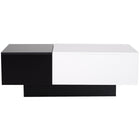HOMCOM Modern Rectangle Coffee Table with Hidden Storage Trunk Slide Top - Black and White-Can be worked as a side table, coffee table, writing table and more