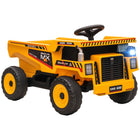 Qaba 12V Battery Powered Kids Construction Vehicle with Electric Dump Bed - Yellow-Features 12V power with adjustable speeds, providing a safe, smooth start 
