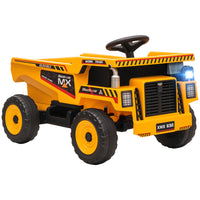 Qaba 12V Battery Powered Kids Construction Vehicle with Electric Dump Bed - Yellow-Features 12V power with adjustable speeds, providing a safe, smooth start 