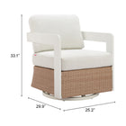 Zuo Gelo Swivel Chair - White/Brown-6