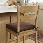 Modway Jax Oak Wood Counter Stool With Wavy Razor Back and Cushion - Weathered Oak Cocoa-Non-Marking Foot Pads