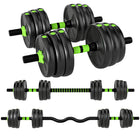Soozier Adjustable Dumbbell Set - 44 lb-Converts into dumbbells, a straight barbell, or an EZ curl bar