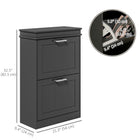 HOMCOM Narrow Shoe Cabinet with Flip Drawers & Adjustable Shelf for Entryway - Black-Painted surface makes it easy to clean