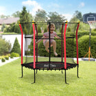 Soozier Kids Trampoline with Enclosure Net - 64" Dia. - Red-Made of powder coated steel frame and anti-UV net enclosure 