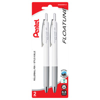 Pentel Floatune Retractable Advanced Rollerball Pen - 0.5 mm - Black Ink - 2 Pack-The unique ink formula reduces feelings of scratchiness