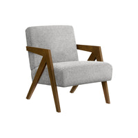 Monarch Specialties Upholstered 30"H Modern Mid-Century Accent Chair With Walnut Solid Wood Legs - Light Grey Fabric-This 30"h upholstered accent chair features soft touch light grey fabric with foam cushioning, delivering comfortable seating that fits beautifully in a living room or bedroom.
