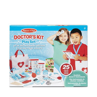 Melissa & Doug Get Well Doctor’s Kit Play Set - 25 Pieces-Includes play stethoscope, blood pressure cuff, hearing tester, syringe, scissors, tweezers, rolling forehead thermometer, reflex hammer, otoscope, eye cover, tongue depressors, bottles, ID badge, activity cards, and more