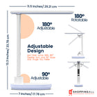 ShoppingAll LED Multi-Functional Office Lamp with RGB Base, Wireless Charger, and USB Charging - White-Adjustable Lighting: The Flexible Gooseneck Arm Allows You To Direct The Light Precisely Where Needed For Optimal Task Lighting.