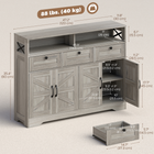 HOMCOM 47" Farmhouse Sideboard Buffet Cabinet with Barn Doors & Storage Shelves - Grey-Rustic farmhouse charm enhanced by barn door design