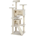 PawHut 54" Cat Tree Tower with Scratching Posts and Condos - Beige-Activity play center keeps cats entertained and active 