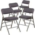 Flash Furniture HERCULES Series Premium Curved Triple Braced & Double Hinged Grey Fabric Metal Folding Chairs - 4 Pack-300 lb. Weight Capacity