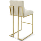 Modway Privy Gold Stainless Steel Upholstered Fabric Bar Stool - Gold Beige-Non-Marking Foot Caps