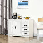 HOMCOM Modern 41.3" L Sideboard Buffet Cabinet with 4 Drawers and 2 Beadboard Doors - White-Use it as a display cabinet, sideboard, or hallway storage unit