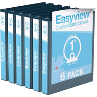 Davis Group Easyview Premium Binder - Round Ring - Customizable - 1" - Navy Blue - 6 Pack-3 Ring Binder