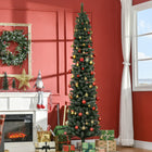 HOMCOM 7.5' Artificial Snow-Dipped Christmas Tree - Green-Artificial Christmas tree in a realistic tree-style 
