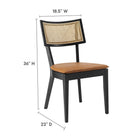 Modway Caledonia Vegan Leather Upholstered Wood Dining Chairs - Black/Tan - 2 Pack-Open Weave Rattan Backrest