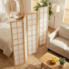 HOMCOM 6 Panel Freestanding Room Divider for Bedroom - Natural and White-No assembly required 