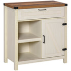 HOMCOM 29.9" L Sideboard Buffet Cabinet - White-Barn door style front and dark hardware evoke a rustic charm in your home 