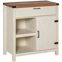 HOMCOM 29.9" L Sideboard Buffet Cabinet - White-Barn door style front and dark hardware evoke a rustic charm in your home 
