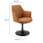 Modway Lippa Swivel Dining Vegan Leather Armchair - Black Tan-Dining Armchair with Pedestal Base