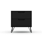 Manhattan Comfort Rockefeller 20.08" Mid-Century Modern 2-Drawer Nightstand - Black-Mid-Century Modern Nightstand for Bedroom and Living Room Use